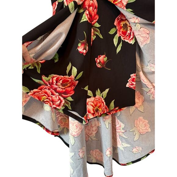 Cherry Mellow Women's S Whimsigoth Colorful Floral Plunge Hi Lo Romper Dress - Picture 5 of 8